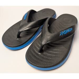 Fashion Flip Flops Sandals MENS Size 7.5-8 Black Blue Thongs Beach Cruise Pool